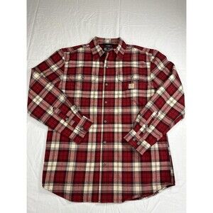 Carhartt Shirt Mens M Loose Fit Heavyweight Flannel Long Sleeve Plaid Red EUC